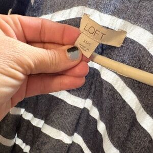 LOFT Navy and White Striped Shawl/ overlay- fits up to XL